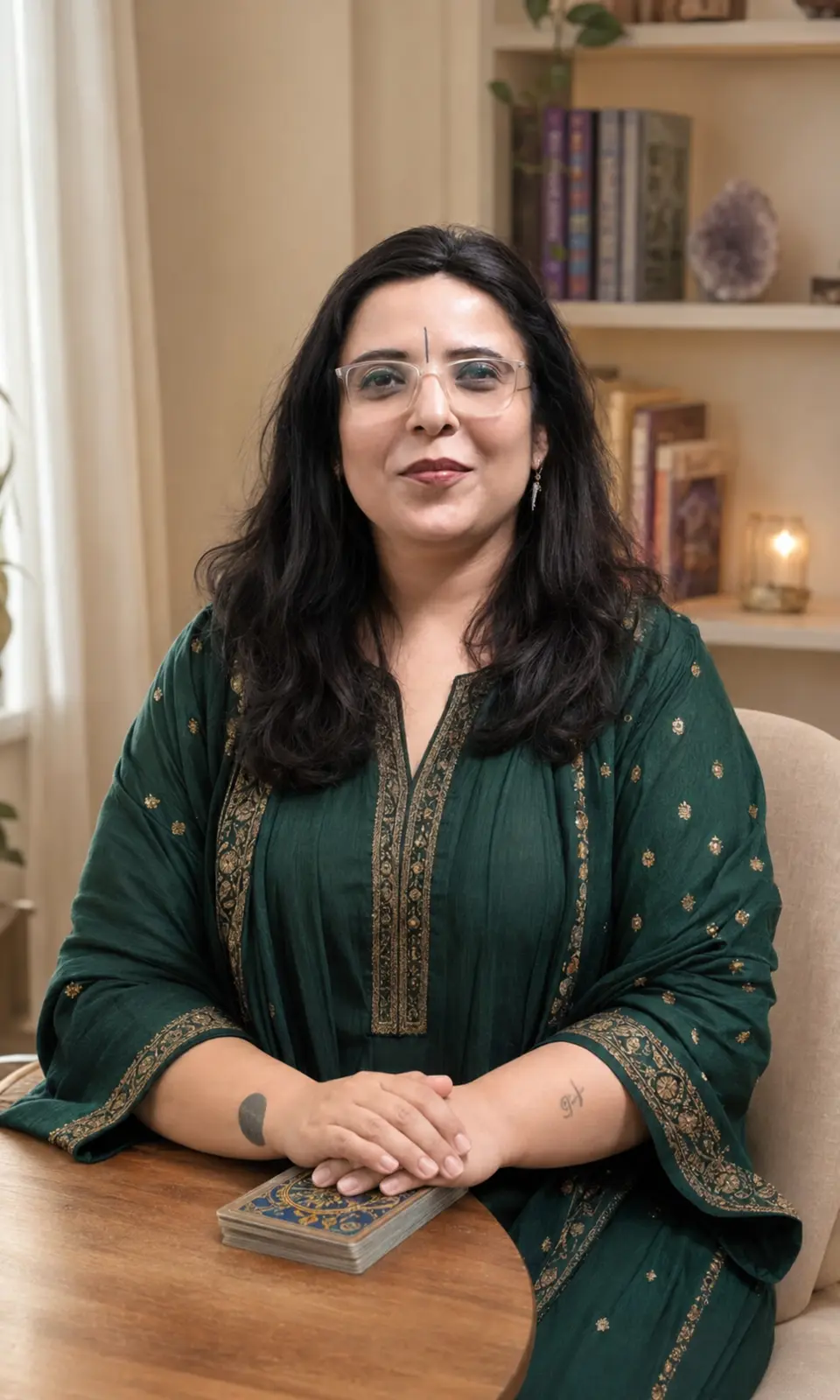 Dr. Madhu Kotiya during a personal spiritual guidance session
